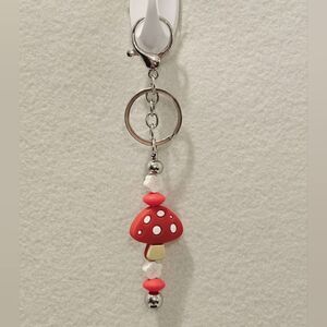 NWOT, Mushroom in red with white flowers
